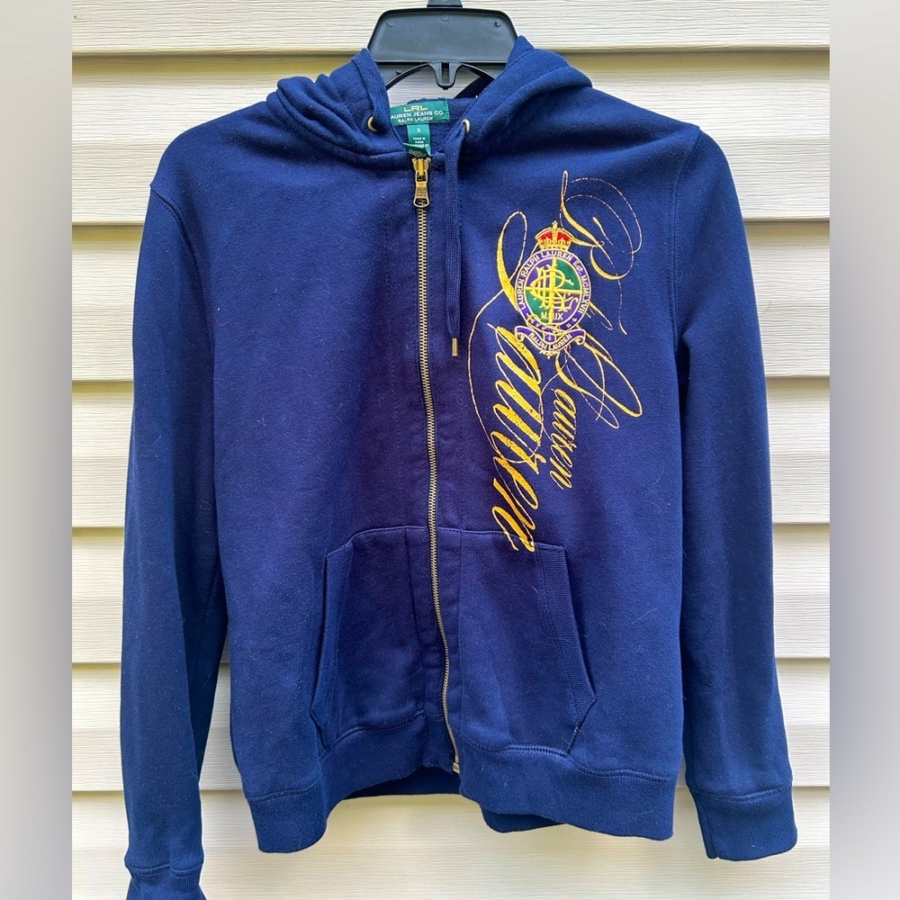VTG Lauren Ralph Lauren size S crown logo hoodie sweatshirt preppy quiet luxury